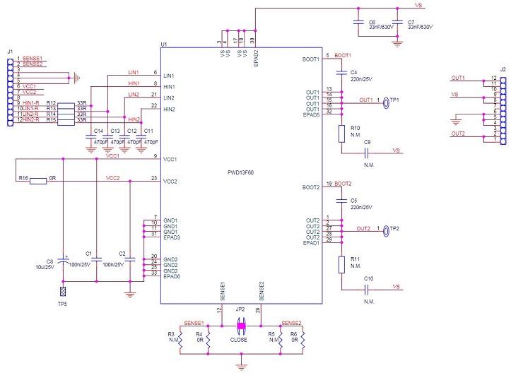 Schematic - STMicroelectronics EVALPWD13F60 Evaluation Board